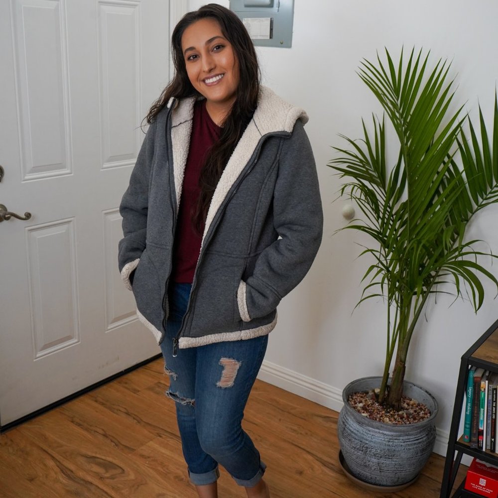 Gray and White Weatherproof Jacket